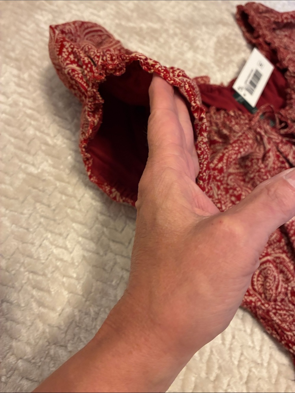 Ralph Lauren Red Paisley Smocked Peasant Top - Picture 5 of 11
